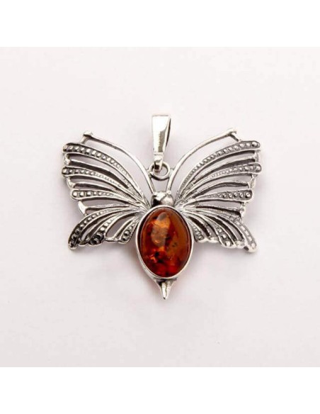 Silver pendant with amber W 67