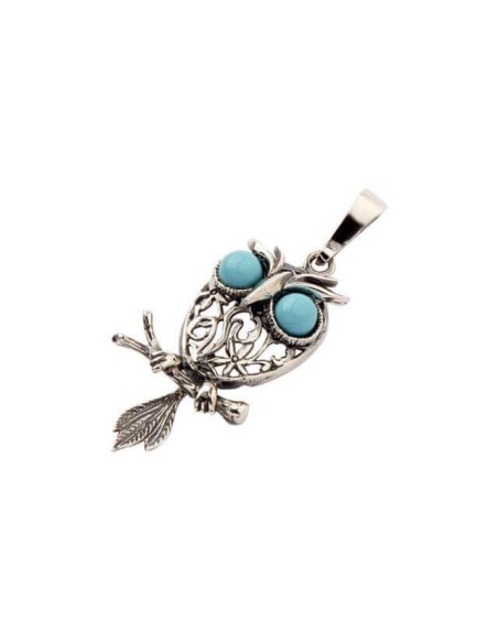 Silver pendant with turquoises OWL W 1669