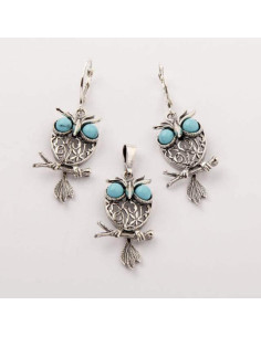 Silver earrings with turquoises OWL K 1669 2