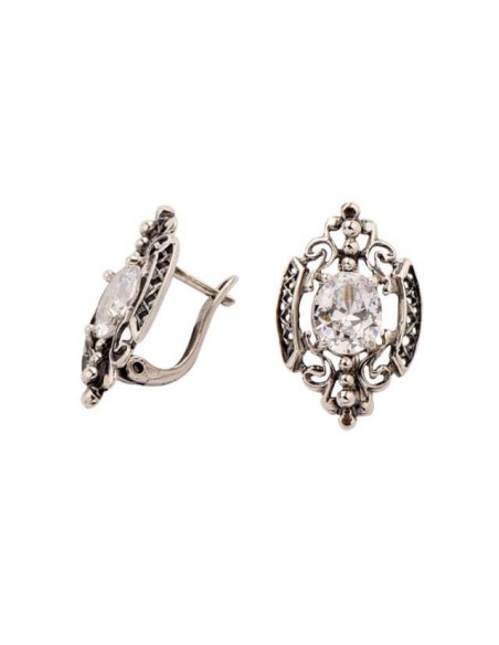 Silver earrings zircons K3 1566