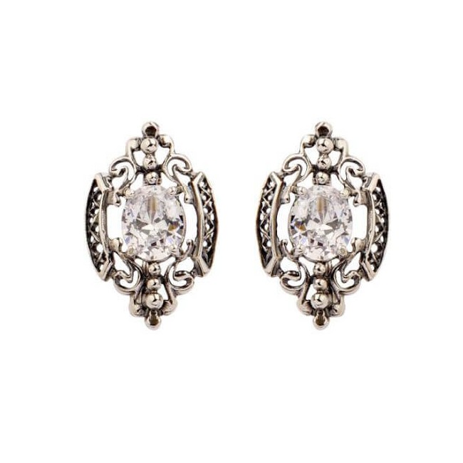 Silver earrings zircons K3 1566