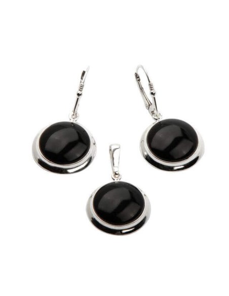 Silver set decorated with onyx KPL 568 Onyx