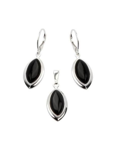 Silver set decorated with onyx KPL 600 Onyx
