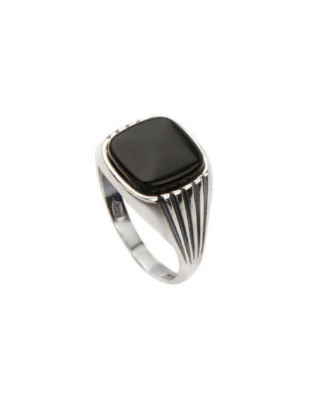 Silver signet ring decorated with Onyx PB 198 Onyx