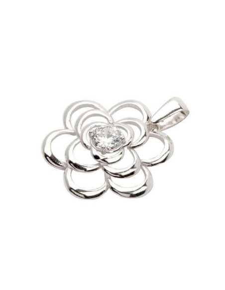 Silver Flower Pendant decorated with zircon W 1680