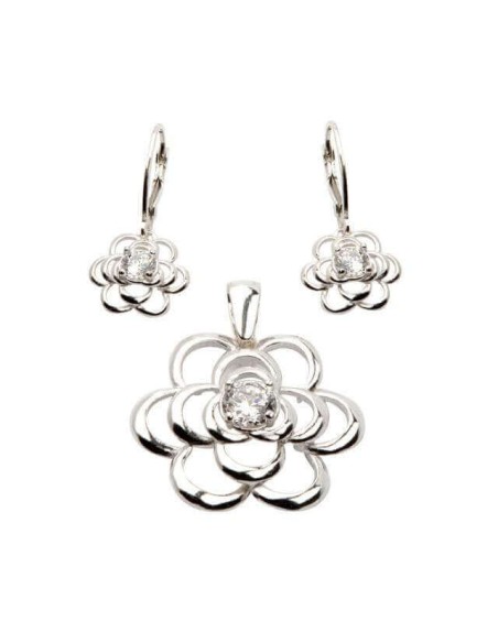 Silver Flower Pendant decorated with zircon W 1680