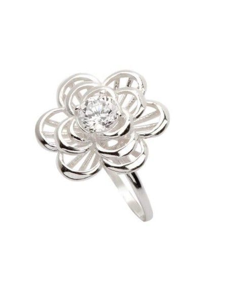 Silver flower ring PK 1680 Cubic zirconia