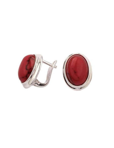 Silver earrings decorated with corals K3 585 Coral
