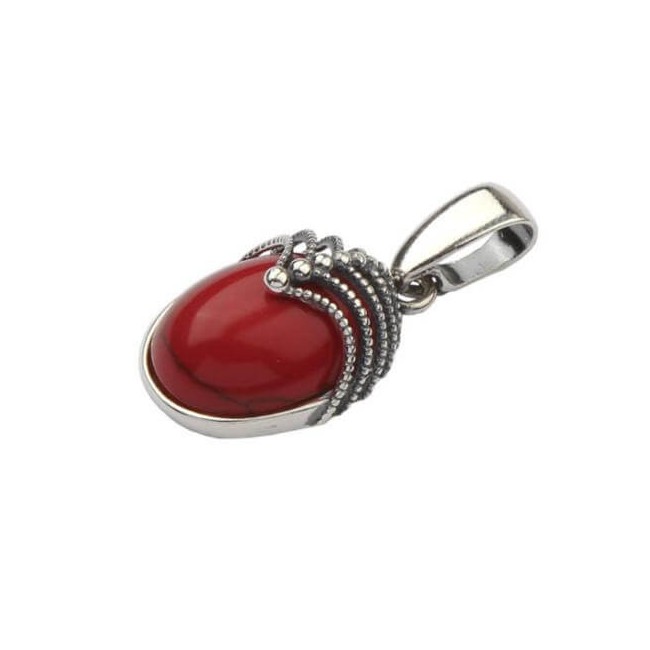 Silver set (earrings + pendant) with corals KPL 1703 Coral