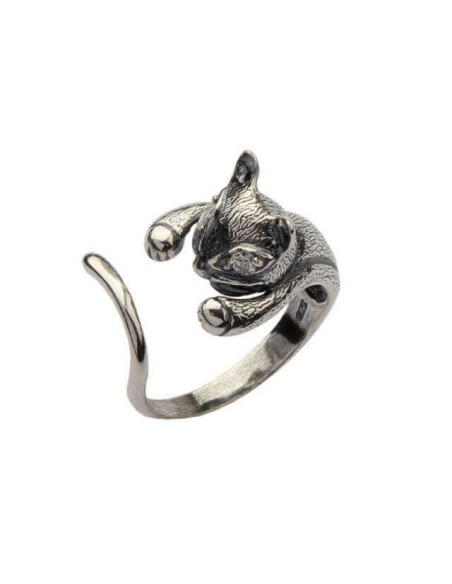 Silver ring CAT with zircons PK 1721