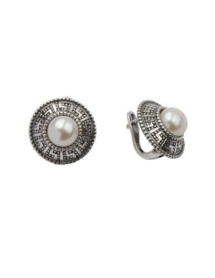 Silver earrings with pearl K3 1724