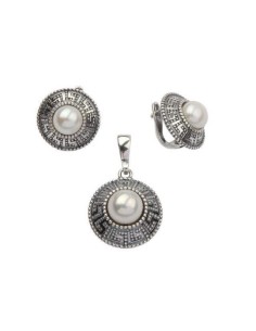 Silver earrings with pearl K3 1724 2