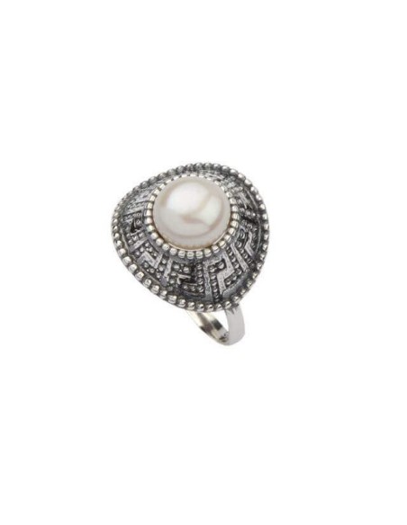 Pierścionek srebro oksydowane perła PK 1724