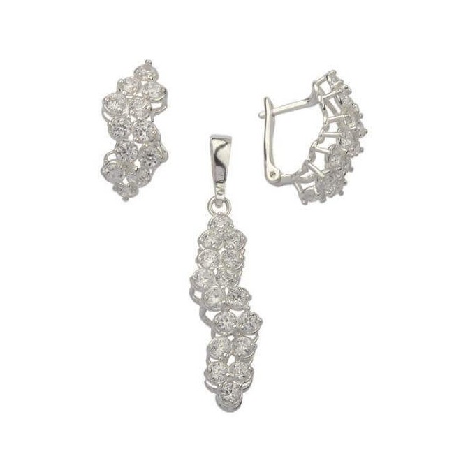 Silver Flower Pendant decorated with zircon W 1692