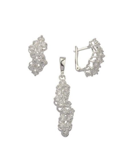 Silver Flower Pendant decorated with zircon W 1692