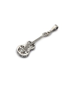 Silver oxidized pendant Guitar W 1190