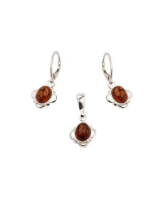 Silver set decorated with amber KPL 725