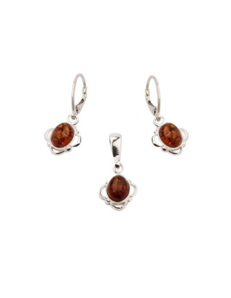 Silver set decorated with amber KPL 725