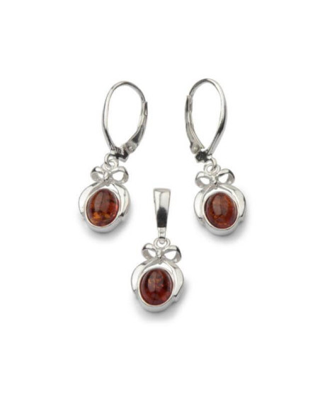 Silver set decorated with amber KPL 724