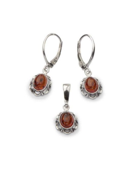 Silver set decorated with amber KPL 722