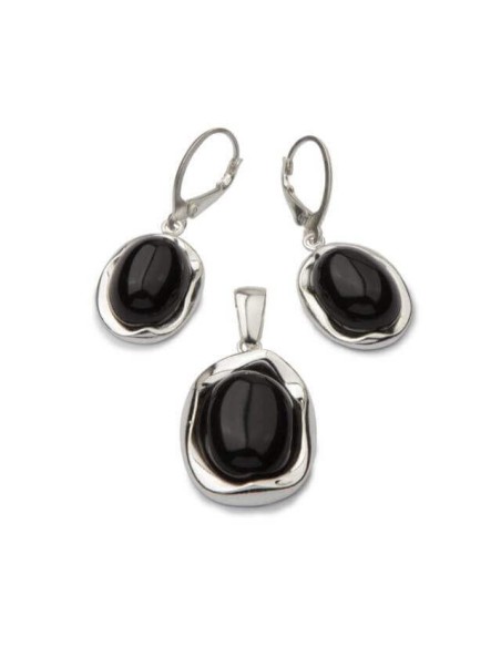 Silver set decorated with onyx KPL 1733 Onyx