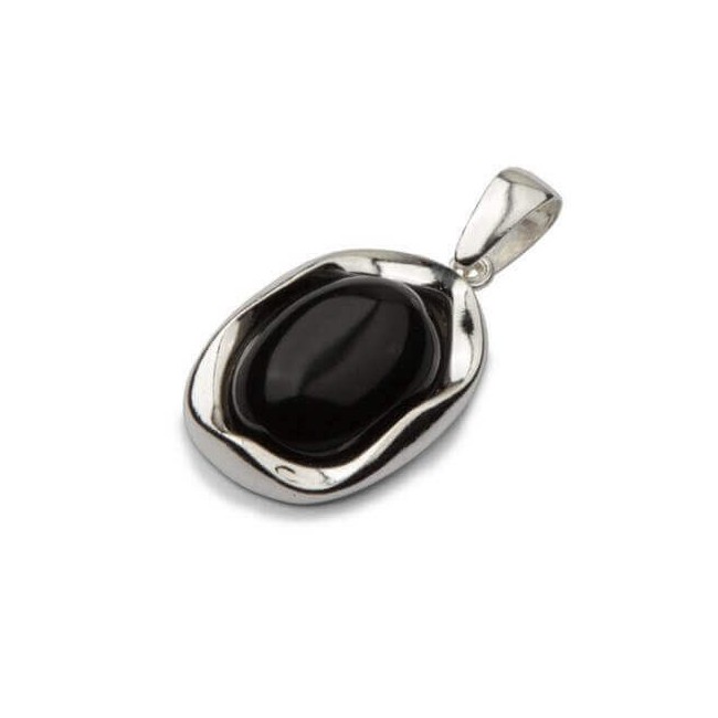 Silver set decorated with onyx KPL 1733 Onyx