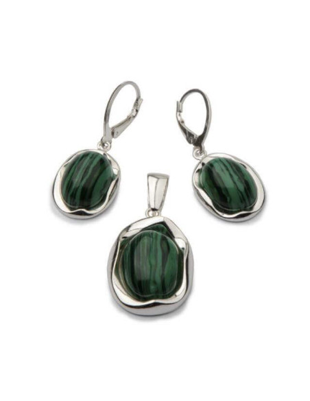 Silver set decorated with Malachite KPL 1733 Malachite