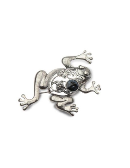 Silver FROG brooch decorated with Swarovski crystal B 152 Montana