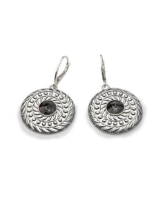 Swarovski K 1744 Silver Night Oxidized Silver Earrings