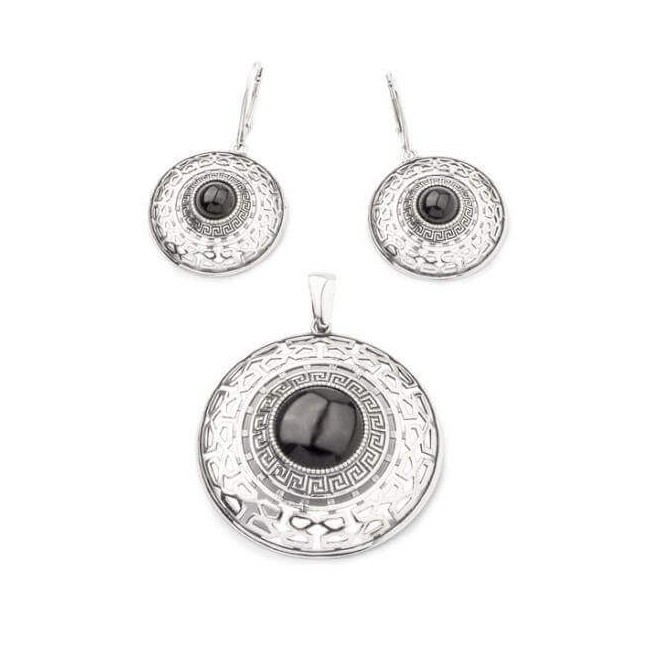 Silver K 1782 Onyx Earrings