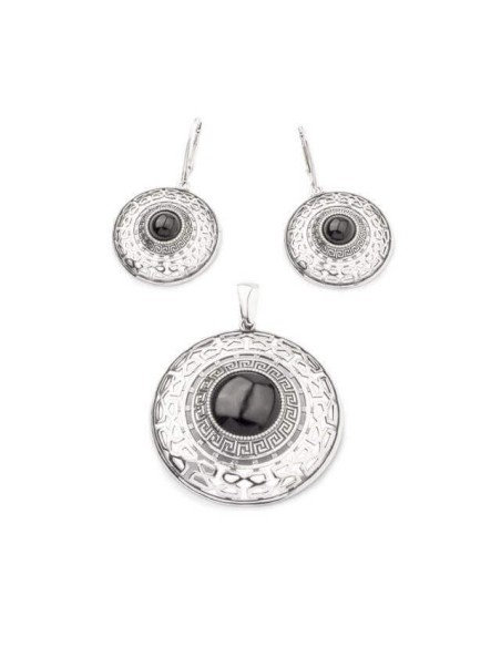 Silver K 1782 Onyx Earrings