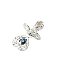 Silver pacifier W 1194 decorated with Swarovski Bermuda Blue crystal - a keepsake for a christening