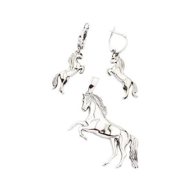 Silver earrings Horse oxidized K 1780