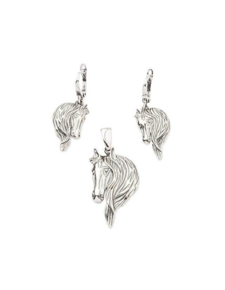 Silver earrings Horse oxidized K 1781
