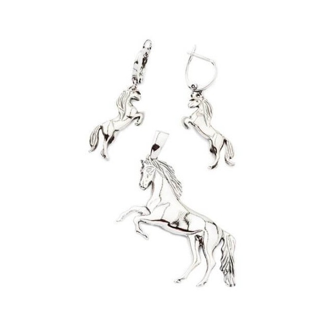 Silver oxidized pendant Horse W 1780