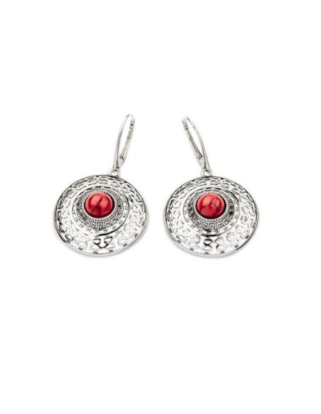 K 1782 Coral silver earrings