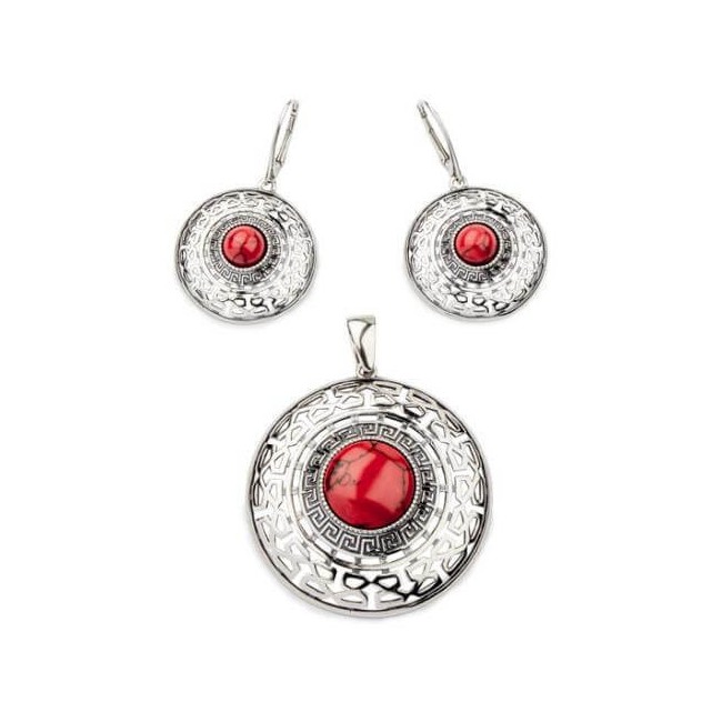K 1782 Coral silver earrings