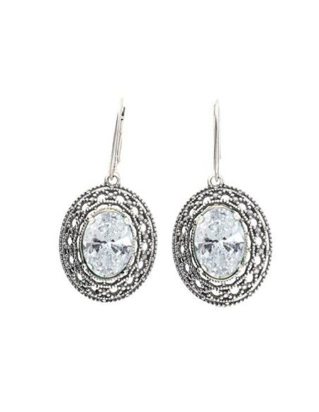 Zirconia K 1777 Oxidized Silver Earrings Zirconia K 1777 Oxidized Silver Earrings