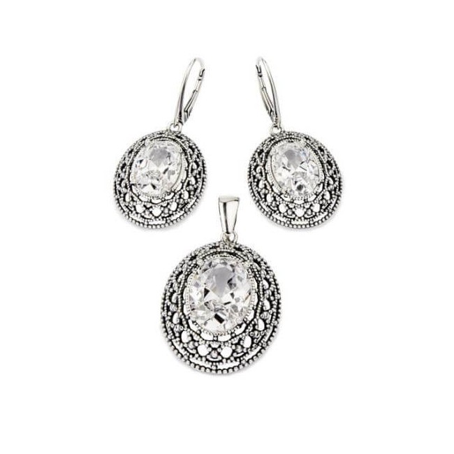 Oxidized silver earrings with zircon K 1777