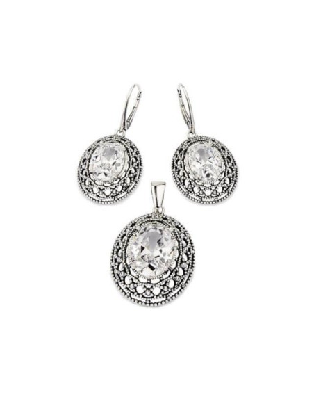 Oxidized silver earrings with zircon K 1777 Oxidized silver earrings with zircon K 1777
