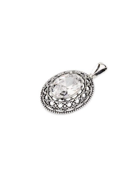 Silver oxidized pendant Cubic Zirconia W 1777