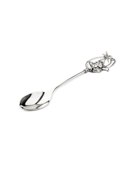 Srebrna łyżeczka LZ 01 zdobiony cyrkonią - pamiątka na chrzciny