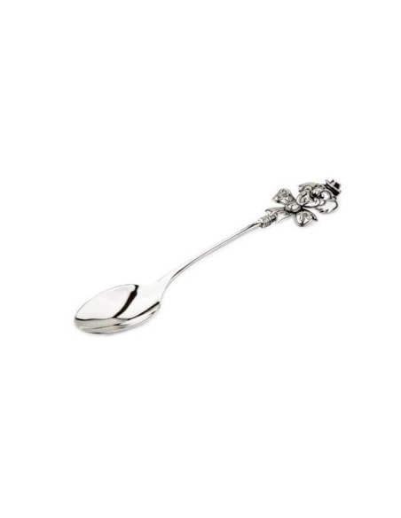Silver Clown Spoon LZ 02 with Cubic Zirconia - a keepsake for a christening