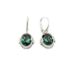Kolczyki srebrne z kryształami Swarovskiego Crystal K 1789 Emerald