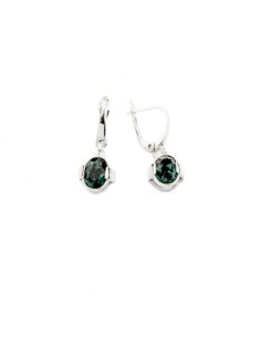 Silver earrings with Swarovski crystals Crystal K2 1789 Emerald