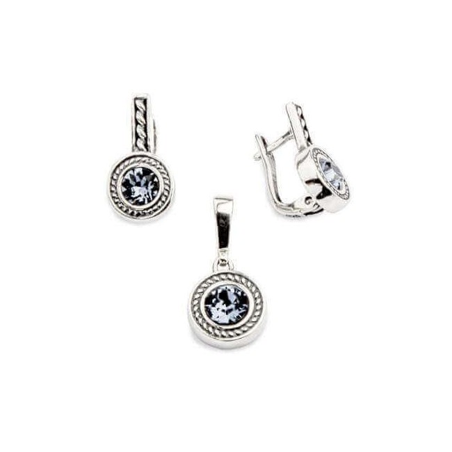 Swarovski K3 1799 oxidized silver earrings