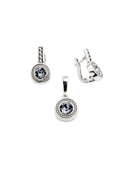 Kolczyki srebrne oksydowane Swarovski K3 1799|Polcaratdesign.pl Biżuteria