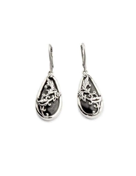 Silver K 1743 Onyx Earrings