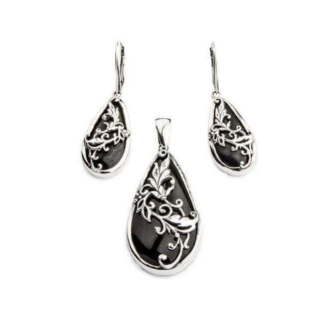 Silver K 1743 Onyx Earrings