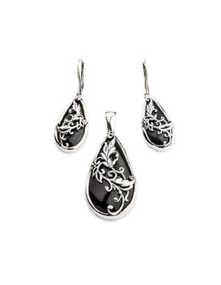 Silver K 1743 Onyx Earrings
